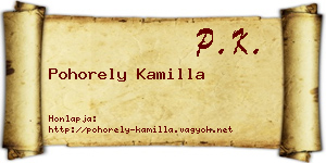 Pohorely Kamilla névjegykártya